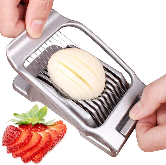 Effortless Egg Slicing Made Easy: Heavy-Duty Aluminium Egg Slicer & Cutter for Perfectly Sliced Hard-Boiled Eggs, Fruits, and More!